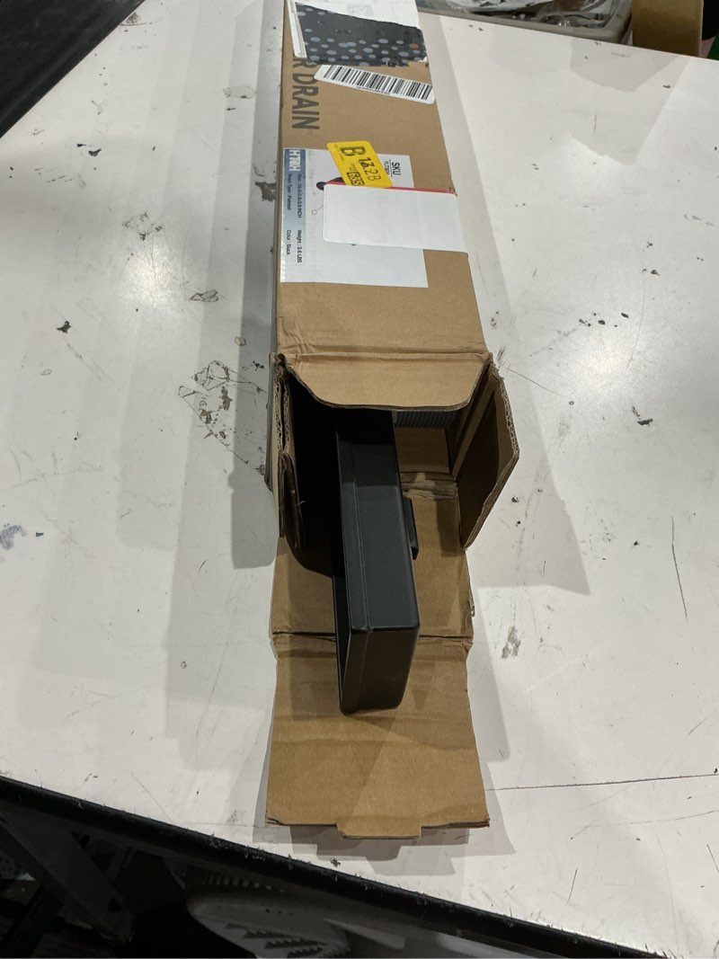 Condition photo showing Good Condition for 2-in-1 matte black linear shower drain 24 inch, with tile insert grate | 304 stainless steel, modern, rectangle shower floor drain, with leveling feet, for bathroom,kitchen,remodel shower,tile floor matte black 24in