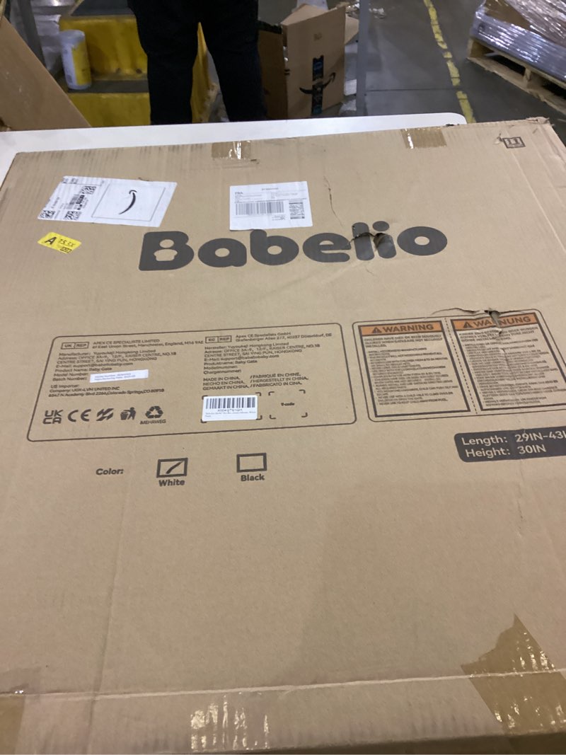 Condition photo showing New/Like New for Babelio Removable & No Bottom Bar Baby Gate, 29-43" Hardware Mounted (Drill Needed)| Wide Walk-Thru| Auto-Close Safety Dog/Pet Gate for Stairs & Doorways (White, 29-43" W, 30" H) White 29-43" W, 30" H