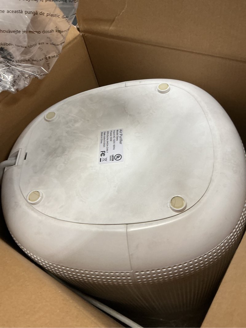 Condition photo showing As Is for sans hepa 13 air purifier - white - 1560ft² ultra-quiet home air purifier, pre-filter, activated carbon, uv-c light, protect from odors, smoke, pollutants, allergens, dust, dander, harmful chemicals