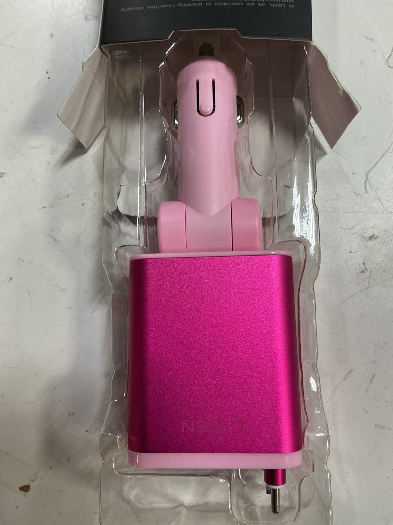 Condition photo showing Good Condition for lisen retractable car charger, 84w fast charging car phone charger, car charger usb c truck accessories, road trip essentials pink car acessories for men women for iphone 17 16 15 14 13 12 samsung s26 white-pink 31.5 inch