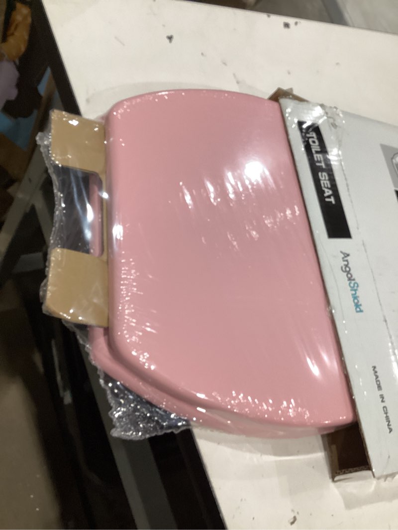 Condition photo showing Good Condition for pink elongated toilet seat natural wood toilet seat with zinc alloy hinges, easy to install also easy to clean, scratch resistant toilet seat by angol shiold (elongated, pink) elongated pink