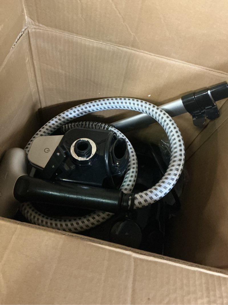 Condition photo showing As Is for salav heavy duty commercial full-size garment steamer with foot pedals and extra large 3l (101.5 oz) water tank, 1800 watts of poweful steam (navy) 14.5 in x 11.42 in x 70.5 in 1-navy