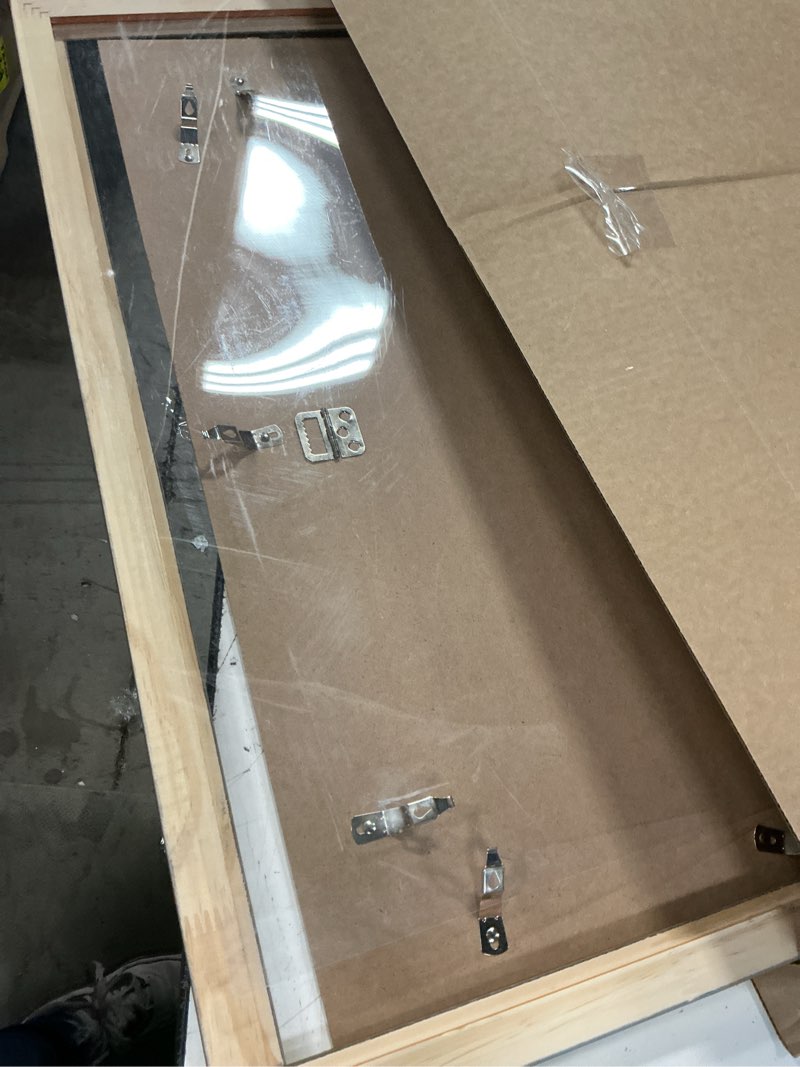 Condition photo showing As Is for wood 18x24 frame gold, ornate natural 24x18in poster picture frame, modern golden 18 x 24inch gallery wall photo frame with hd plexiglass, horizontal vertical wall mounting display 1pcs gold 18x24
