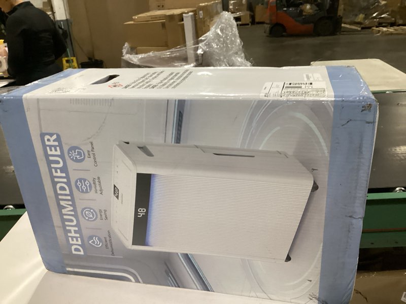 Condition photo showing New/Like New for 5,000 sq.ft 2025 energy star max 95 pint/day dehumidifier for basement, bedroom, home, bathroom, smart compressor dehumidifier with drain hose, intelligent humidistat white