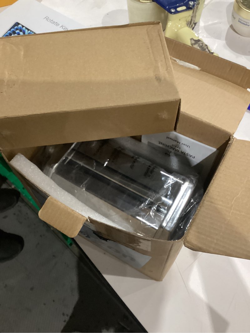 Condition photo showing As Is for ISILER Pasta Maker, 9 Adjustable Thickness Settings 2 in 1 Pasta Machine with Rollers and Cutter, Noodle Maker for Dumpling Skin, Spaghetti, Fettuccini, Lasagna Silver A