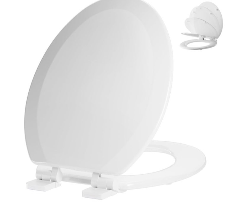 angol shiold elongated toilet seat soft close & quick release, white pp plastic rust-proof, universa