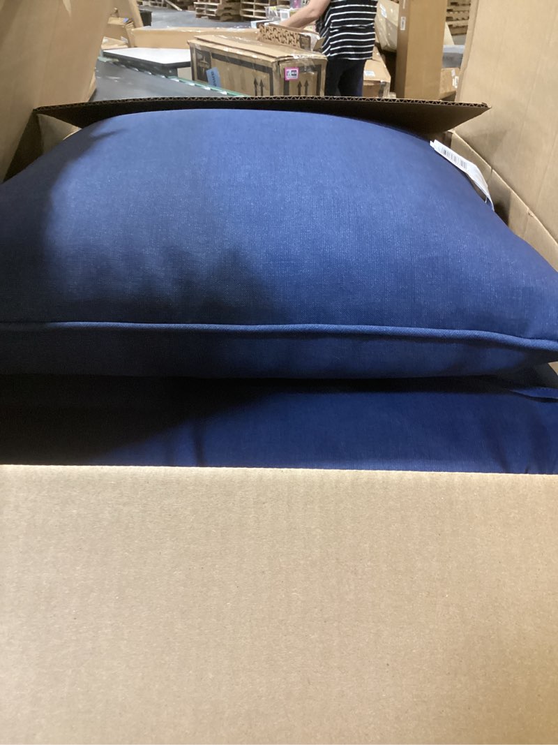 Condition photo showing Good Condition for arden outdoor deep seat cushion set, 24 in x 24 in, weather-proof, rain-proof, fade resistant patio cushion for chair, sofa, and couch sapphire blue leala polyfill sapphire blue leala 1 pack