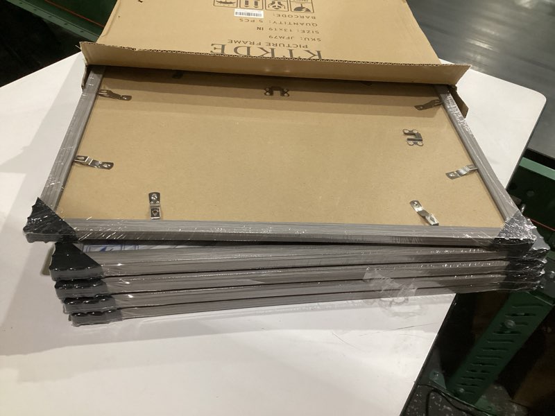 Condition photo showing Good Condition for ktkde 13x19 picture frame set of 5, wooden frames grey, vertical & horizontal wall hanging for wall display,studio gallery photo frame for photos, posters & art prints gray woodgrain 13x19in -5pack