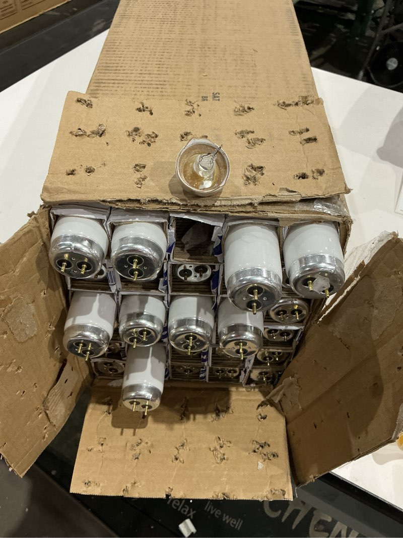 Condition photo showing As Is for satco s6637 t12 40w light bulb fluorescent tube, 48", cool white, 30 per carton 4100 kelvin