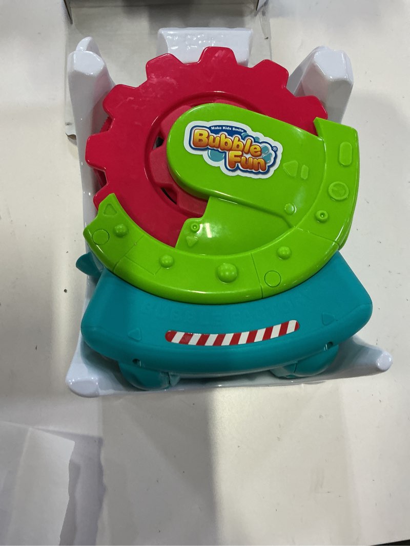 Condition photo showing As Is for bubble machine for toddlers kids & pets, with 8oz safe solution, extra large & bubbles in bubble maker, children & pets dog toys gift, indoor/outdoor birthday wedding party bubble blower