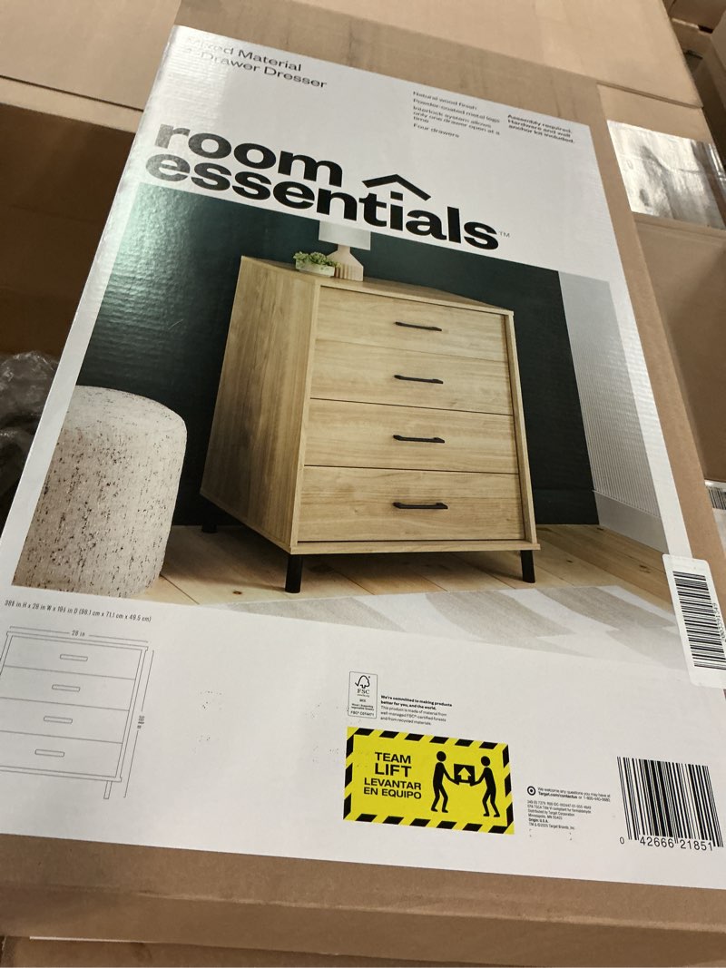 Condition photo showing New/Like New for mixed material wood and metal 4 drawer dresser natural wood - room essentials™
