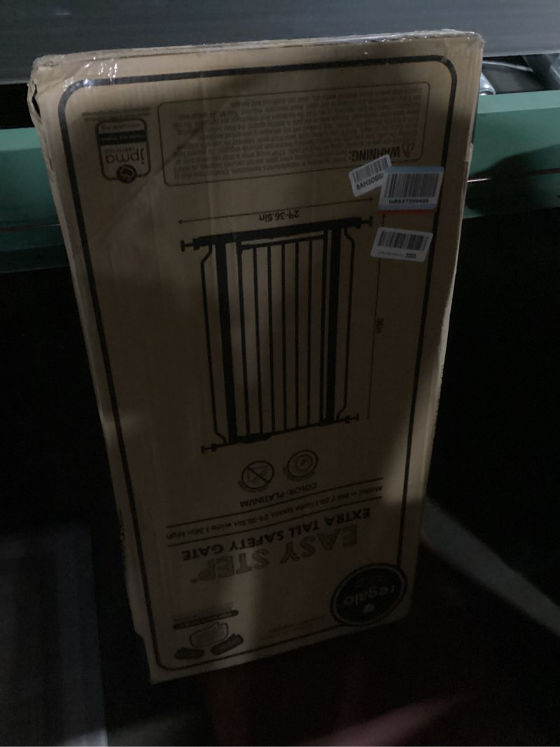 Condition photo showing New/Like New for Regalo Safety 36" Extra Tall Baby Gate for Doorways & Bottom of Stairs, Pressure Mount, Toddlers & Pets, 6-24 Months, Tested & Safe for 30 Years, American Designed, American Owned White 29-36.5"W x 36"H