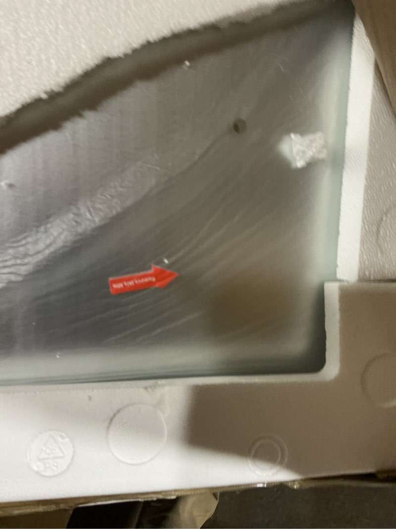 Condition photo showing Good Condition for LOAAO 40X32 Inch Brushed Nickel Bathroom Mirror, Rounded Rectangle Silver Metal Frame Mirror, Brushed Nickel, Anti-Rust, Shatter Proof, Hangs Horizontally or Vertically Brushed Nickel 40"L x 32"W