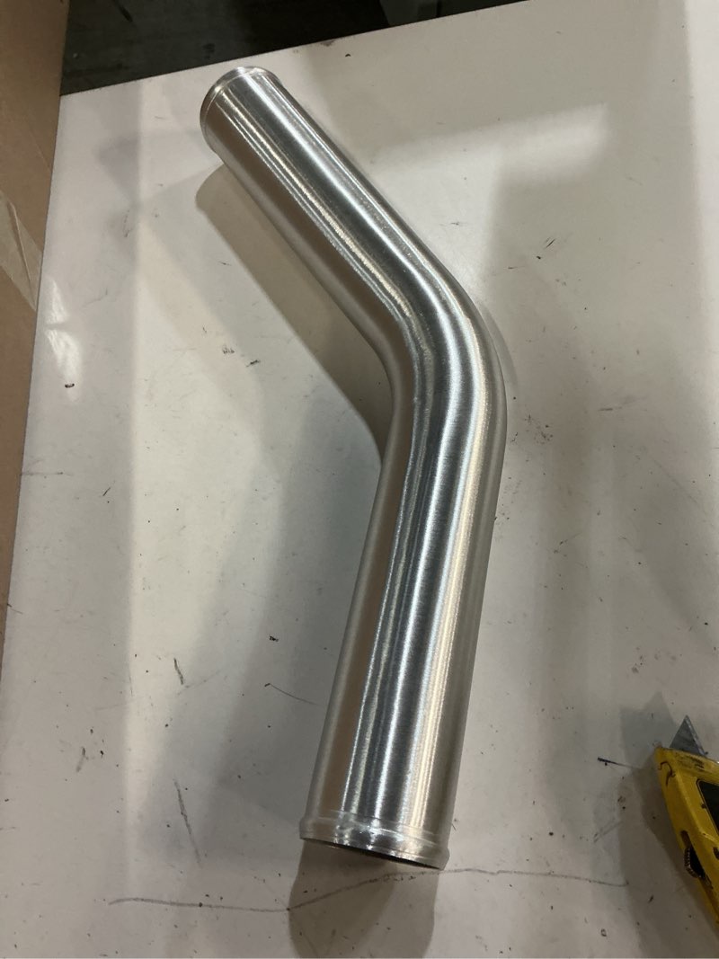 Condition photo showing Good Condition for 2.5" (63mm) od 45 degree aluminum elbow piping with beaded ends, for intercooler & intake, 19.7" (500mm) long, brushed finish od 2.5"-63mm brushed silver 45 degree