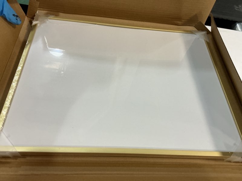 Condition photo showing As Is for (damaged) heimlove 13x17 aluminum picture frame, metal picture frame wall mounting horizontally or vertically, photo frame with tempered glass - poster frame simple and elegant decor for wall - 1 pack - gold 13x17 gold-1p