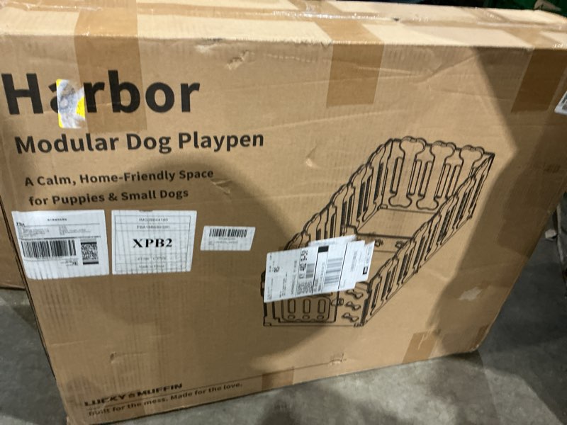 Condition photo showing Good Condition for harbor puppy playpen, 24” tall, 6-panel indoor dog pen with divider & washable pee pad, complete setup for new puppies & small dogs, hdpe plastic, tool-free setup, 61" x 30" x 24" (white) white 6-panel training kit (divider + washable pad) 24"h
