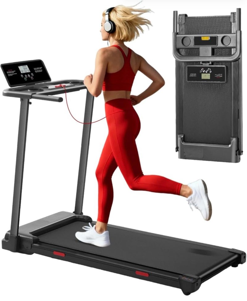 Portable Treadmill with Handles, 3.5HP Electric Small Treadmills for Home Small Spaces, 400LBS Walking Pad Treadmills with Handle Bar, Compact Running Treadmill for Home Office Apartment