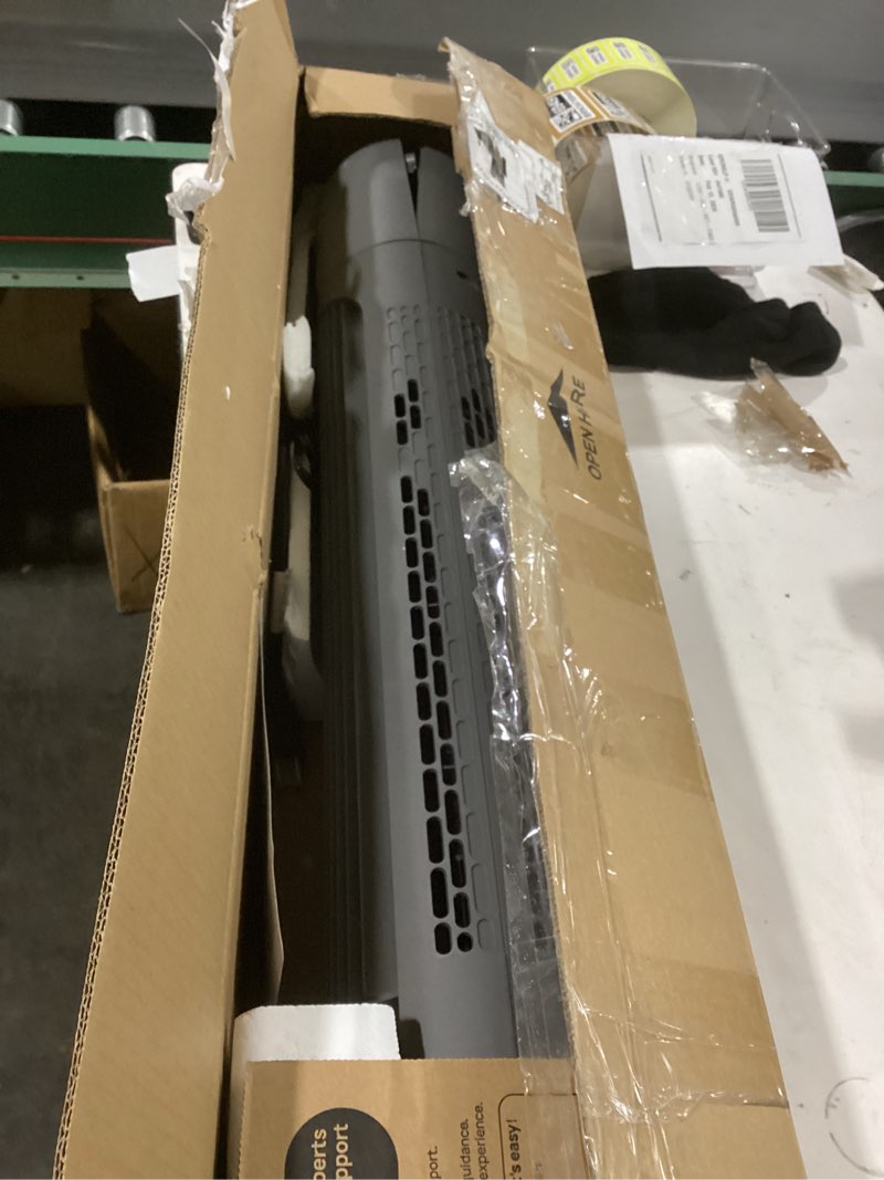 Condition photo showing As Is for Dreo Tower Fan for Bedroom, 4 Speeds, 3 Modes Standing Fans for Room with 90° wide Oscillating, 28dB Quiet for Sleep, 25ft/s Velocity, 29ft Coverage, 8H Timer, Remote, Living Room, Office, Home, Grey