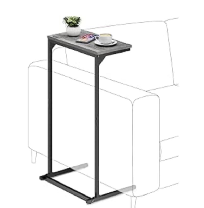 TUTOTAK C Shaped End Table, Small Side Table, 28.7 inch Tall Couch Table, Sofa Table, Living Room, Bed Room, Charcoal Grey TB01BY071