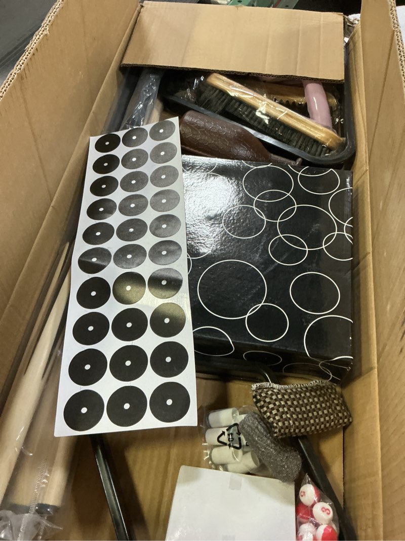 Condition photo showing New/Like New for 95pcs Pool Table Accessories Set - Balls, Triangle, Rack, Cue, Chalk, Tips, Stickers, Cloth, Brush & Cleaner Set