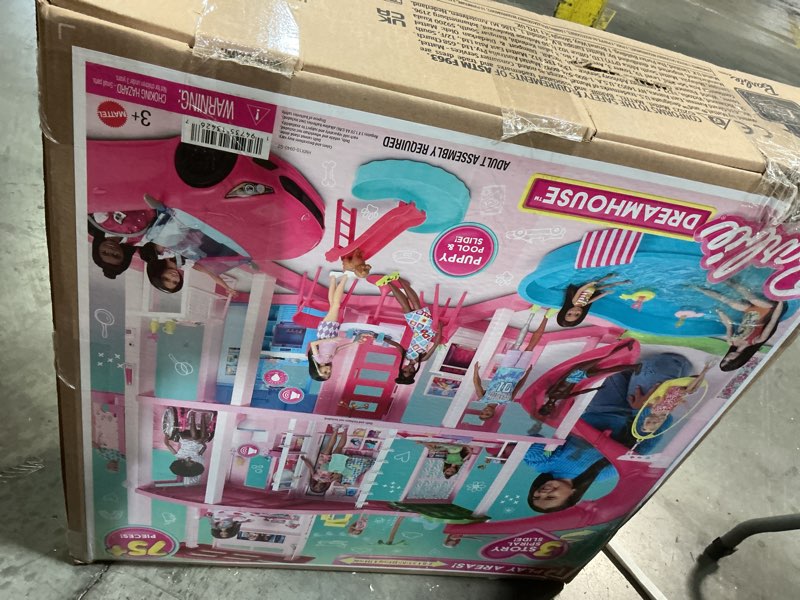 Condition photo showing New/Like New for Barbie Dreamhouse Pool Party Doll House with 75+ pc, 3 Story Slide: Adult Assembly, Fits 12 Inch Dolls