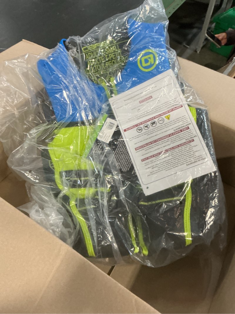 Condition photo showing Good Condition for o'brien jr neoprene life jacket uscg approved, (28-32" chest & over 90 lbs) for lake, river, pwc, wakeboard green