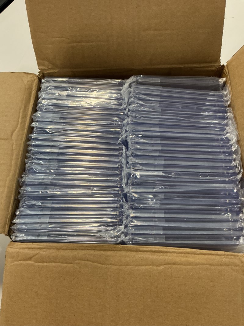 Condition photo showing New/Like New for 50ct magnetic card holder, 35pt one touch card holder, u-v protectors hard plastic for trading cards, magnet case, sports, game, football, baseball 50 pack