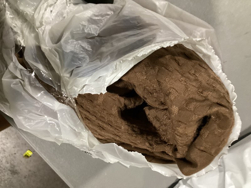 Condition photo showing As Is for phf ultra soft waffle weave blanket queen size 90"x 90"- washed lightweight breathable cozy woven blanket for bed - aesthetic decor for couch bedding sofa home car - mocha mocha queen(90" x 90")