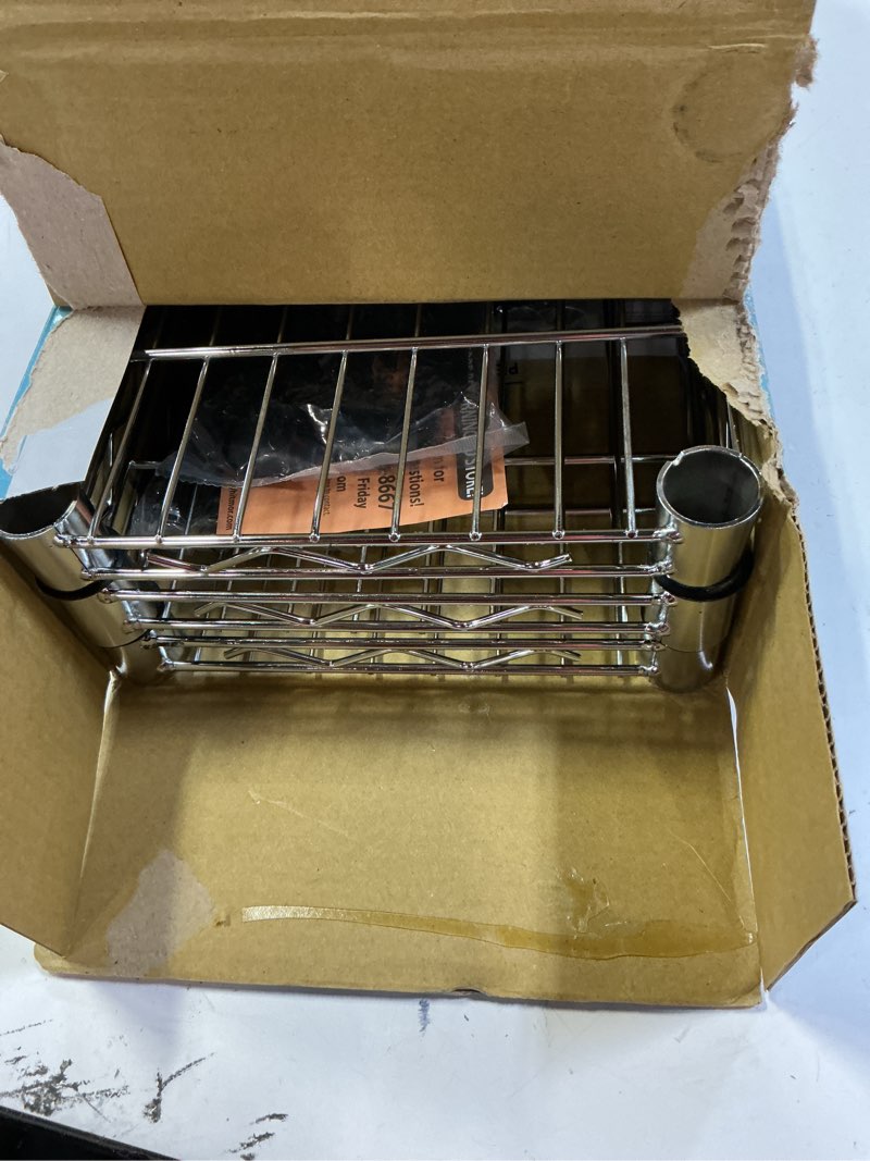 Condition photo showing Good Condition for whitmor 3 tier shelving unit with wheels, adjustable heavy duty metal storage shelves, 400 lbs capacity per shelf, 1200 lbs total for home, garage, workshop, 23" l x 9" w x 32" h, chrome 3-tier, 23"l x 9"w x 32"h (with wheels)