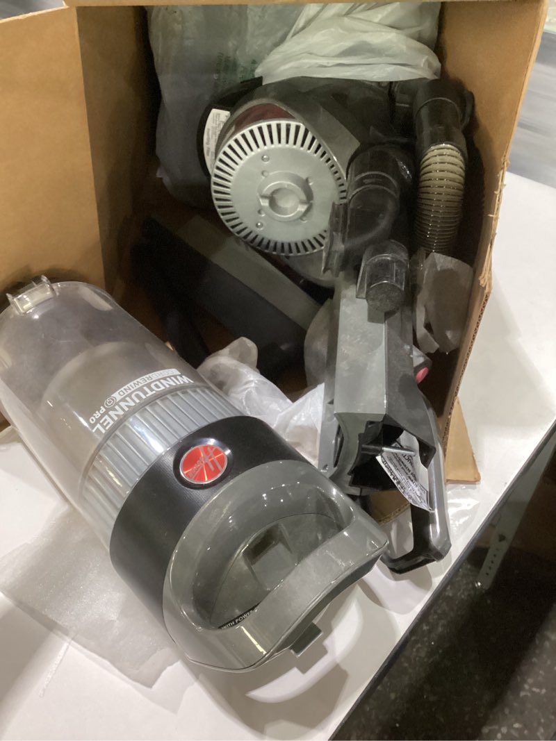 Condition photo showing As Is for hoover windtunnel cord rewind pro bagless vacuum cleaner, corded upright vacuum cleaner for carpet and hard floor, automatic cord rewind, corded vacuum cleaners for home use, not tested, used