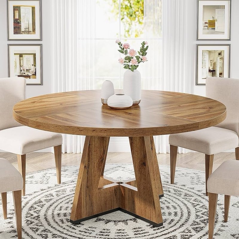 tribesigns 47 inch round dining table wood kitchen(incomplete box 1/2)