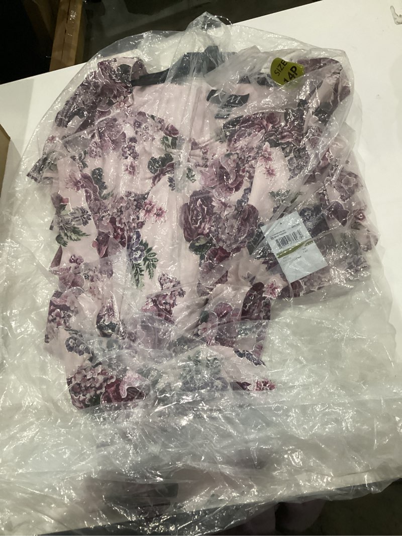 Condition photo showing New/Like New for R&M Richards Women's Blushing Gleam Capelet Dress 14 Plus Blush/Pink