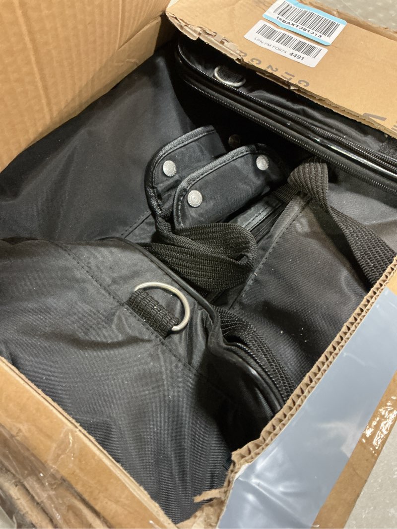 Condition photo showing As Is for Sherpa on Wheels Indoor Pet Dog Carrier, Black Large for All Breed Sizes Ultimate On Wheels Pet Carrier 20.0"L x 12.3"W x 10.5"H