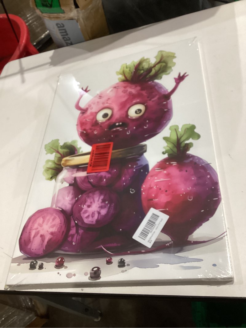 OIQArtOIQ Funny Kitchen Wall Art, Weird Kitchen Wall Decor, Vegetable Paintings Cool Postsers, Food Art, Eclectic Decor Dining Room, Chef Canvas Wall Art Print Artwork, Pickle Pictures 16"x24" Canvas Potato