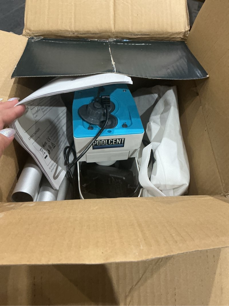 Condition photo showing As Is for 48gpm pool leaf vacuum cleaner with dual filter bags and pole | 2026 upgraded stronger suction with poles and dual filter bags for faster leaf and debris removal in above and inground pools enhanced-pc1157