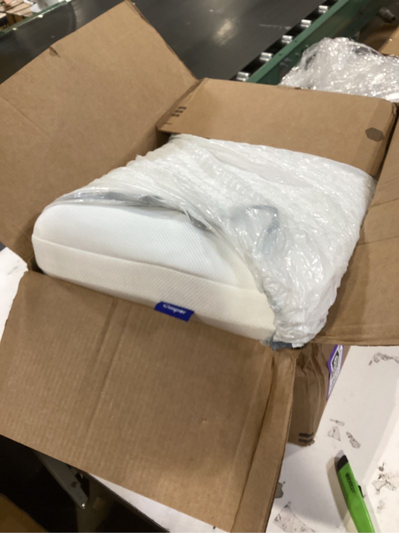 Condition photo showing As Is for casper sleep essential cooling foam pillow, standard size – firm memory foam with cooling cover, supports side sleepers, breathable & pressure-relieving standard essential cooling foam pillow single pack
