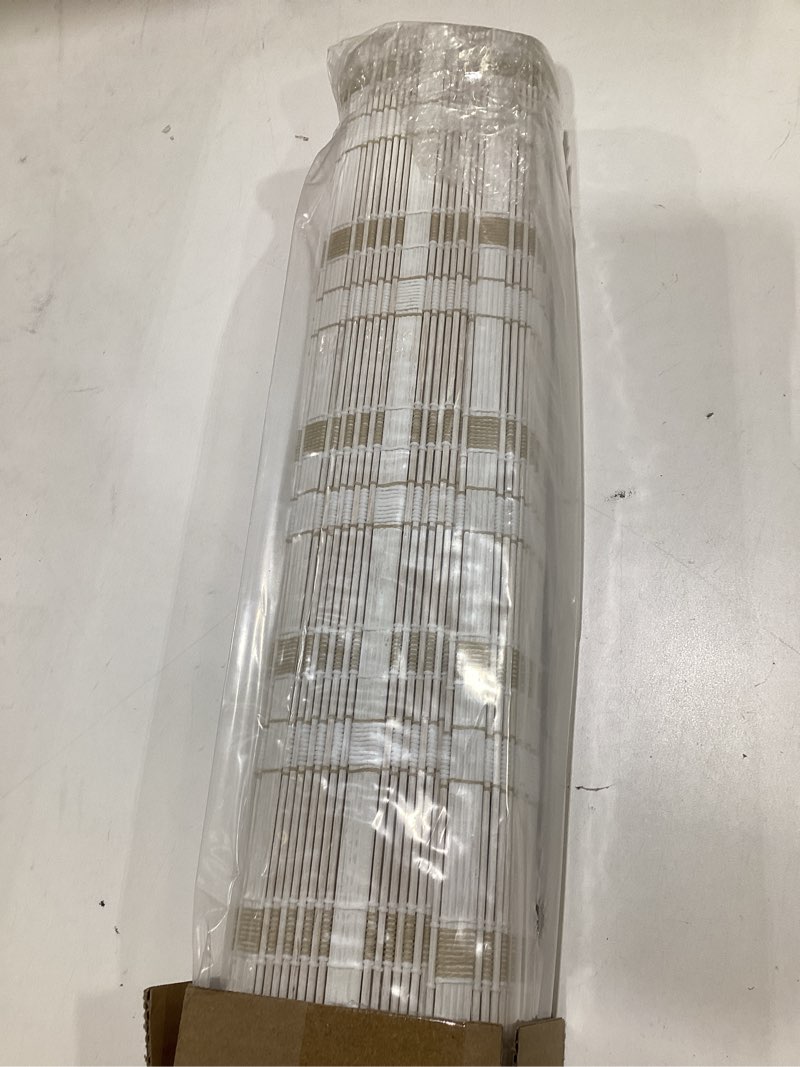 Condition photo showing New/Like New for LazBlinds No Tools No Drill Bamboo Roller Shades, Cordless Bamboo Blinds, Light Filtering Roll Up Blinds for Windows, French Door, Porch or Patio, 26'' W x 70'' H, Whitewash B Whitewash B 26'' W x 70'' H