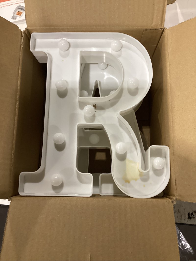 Condition photo showing As Is for led light up letters, led bar signs, battery powered bar lights, lettered lights for home, bar decor bar white