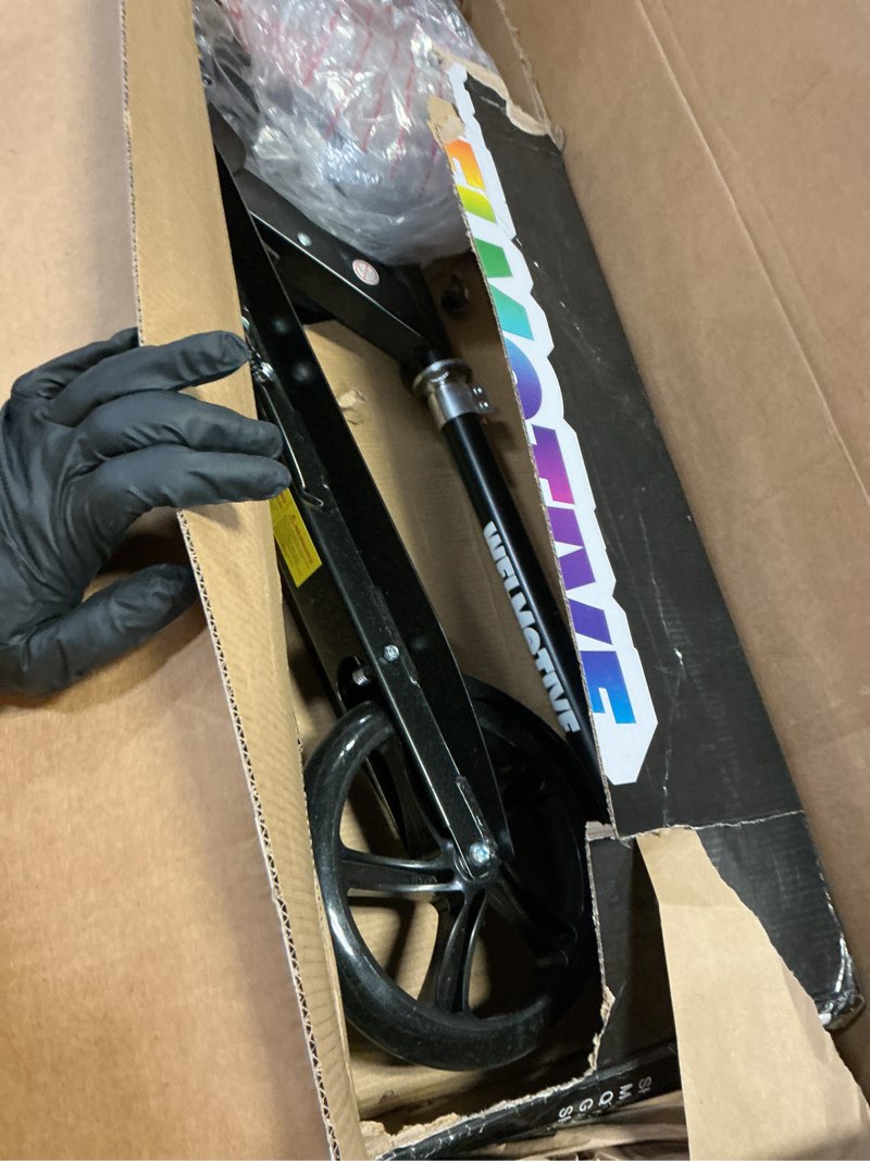 Condition photo showing As Is for Kick Scooter for Kids Ages 6+, Teens & Adults, Adjustable Handlebars, Rear Brake, Big Wheel Foldable Scooter for Indoor & Outdoor Black