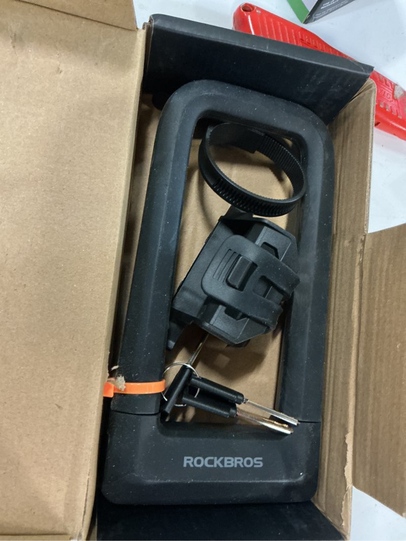 Condition photo showing As Is for ROCKBROS Bike U Lock, Heavy Duty Anti Theft with Cable Silicone Cover (Max 22.5MM Bike U Lock+Keys+Mounting Bracket)