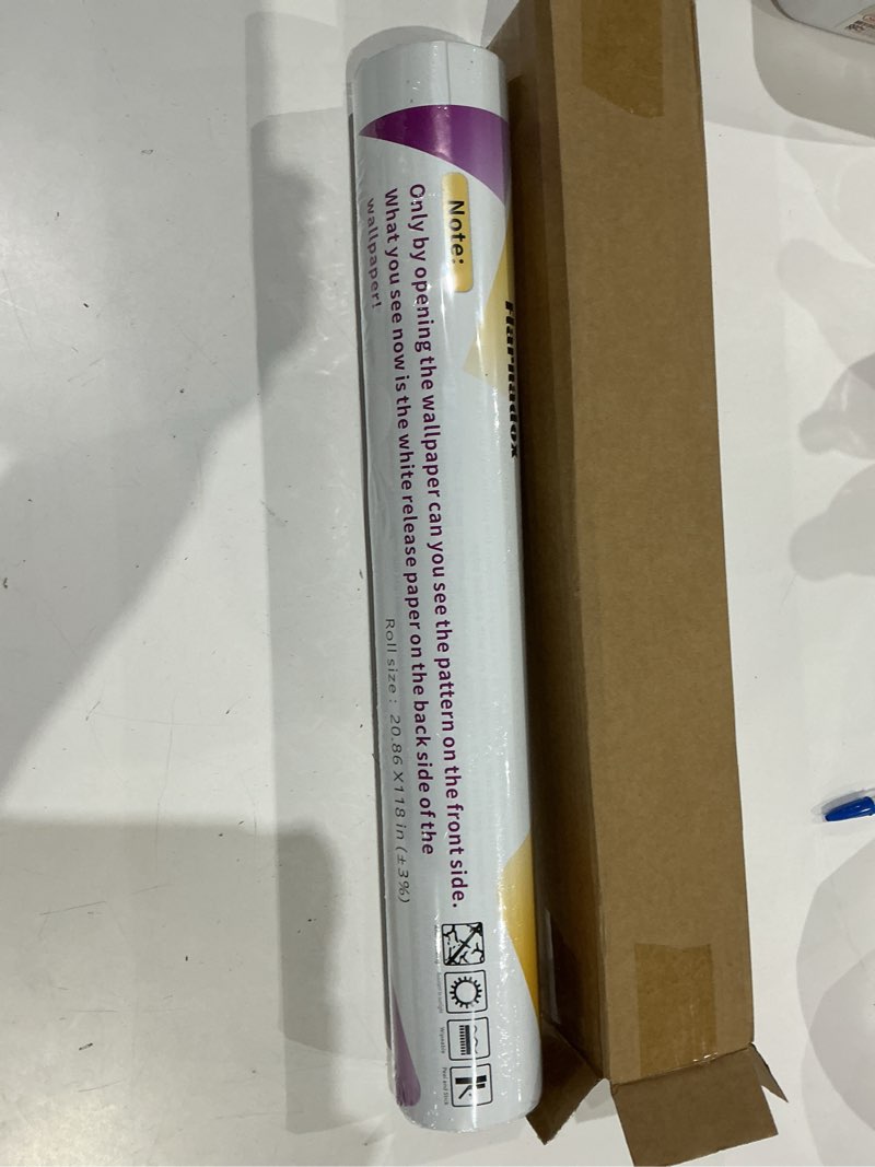 Condition photo showing Good Condition for gold khaki wood peel and stick wallpaper stripe, 20.8" x 118" (53cm x300cm), removable, self-adhesive, 3d, modern, rustic, industrial, bathroom, bedroom, decorating 20.8" x 118" gold khaki