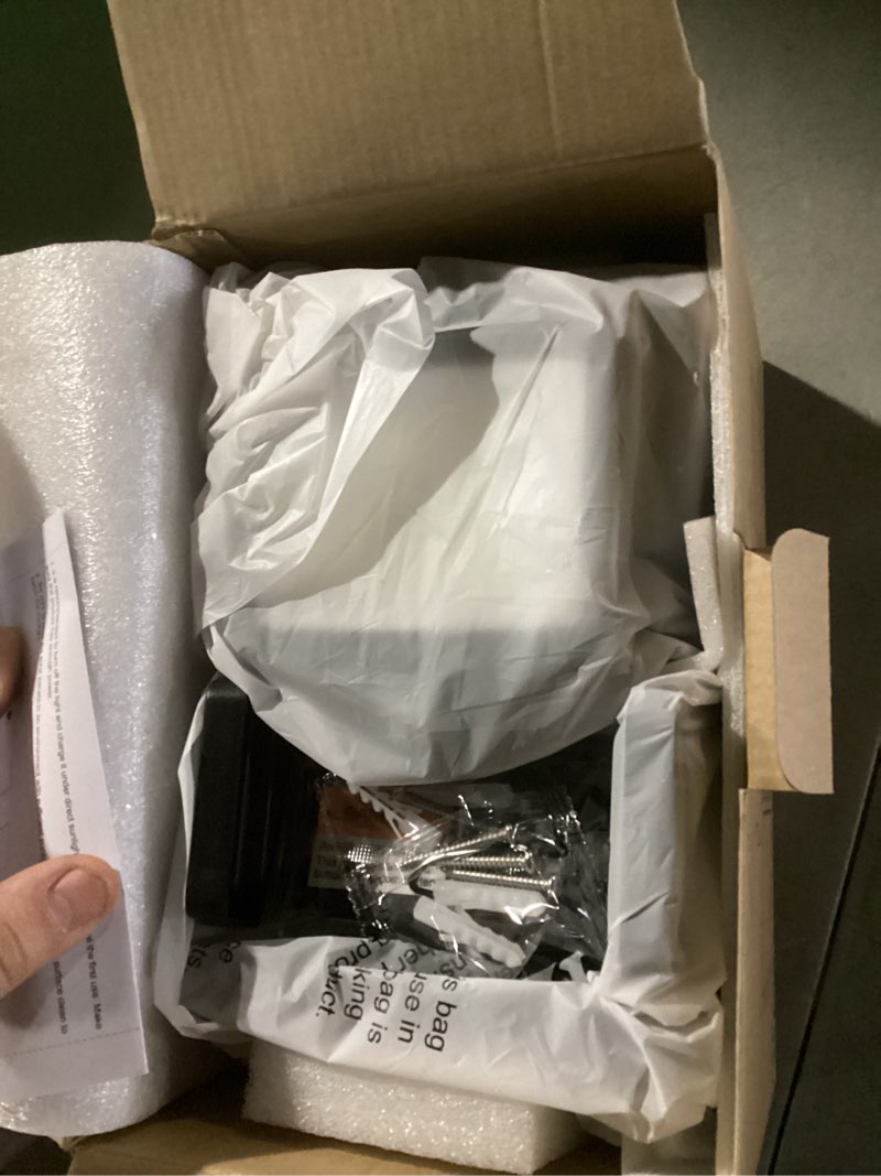 Condition photo showing New/Like New for Tuffenough Solar Outdoor Lights 2500LM 210 LED Security Lights with Remote Control,3 Heads Motion Sensor Lights, IP65 Waterproof,270° Wide Angle Flood Wall Lights with 3 Modes(2 Packs)