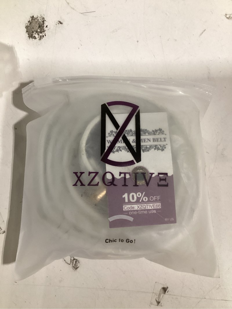 Condition photo showing Good Condition for XZQTIVE Women's Leather Belt with Gold Hexagon Studs, Fashion Punk Style White Fits Waist Size 32-36 inch