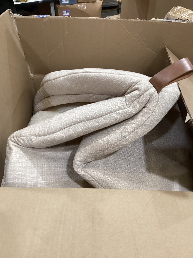 Condition photo showing Good Condition for Bedsure Cat Beds for Indoor - 2 in 1 Cat Cave House Tent for Kittens and Small Pets with Removable Washable Cushioned Pillow, Foldable Kitten Hideaway with Non-Slip Bottom, Beige, 16 inches M(16x16x16) Beige