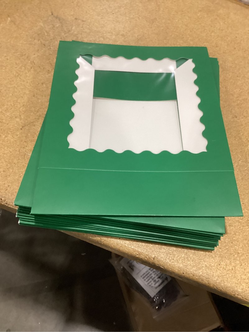 Condition photo showing As Is for qiqee auto-pop up deep green pie boxes with window 10x10x2.5 inch 30packs cookie donut bakery box deep green 10"x10"x2.5"/30 pcs