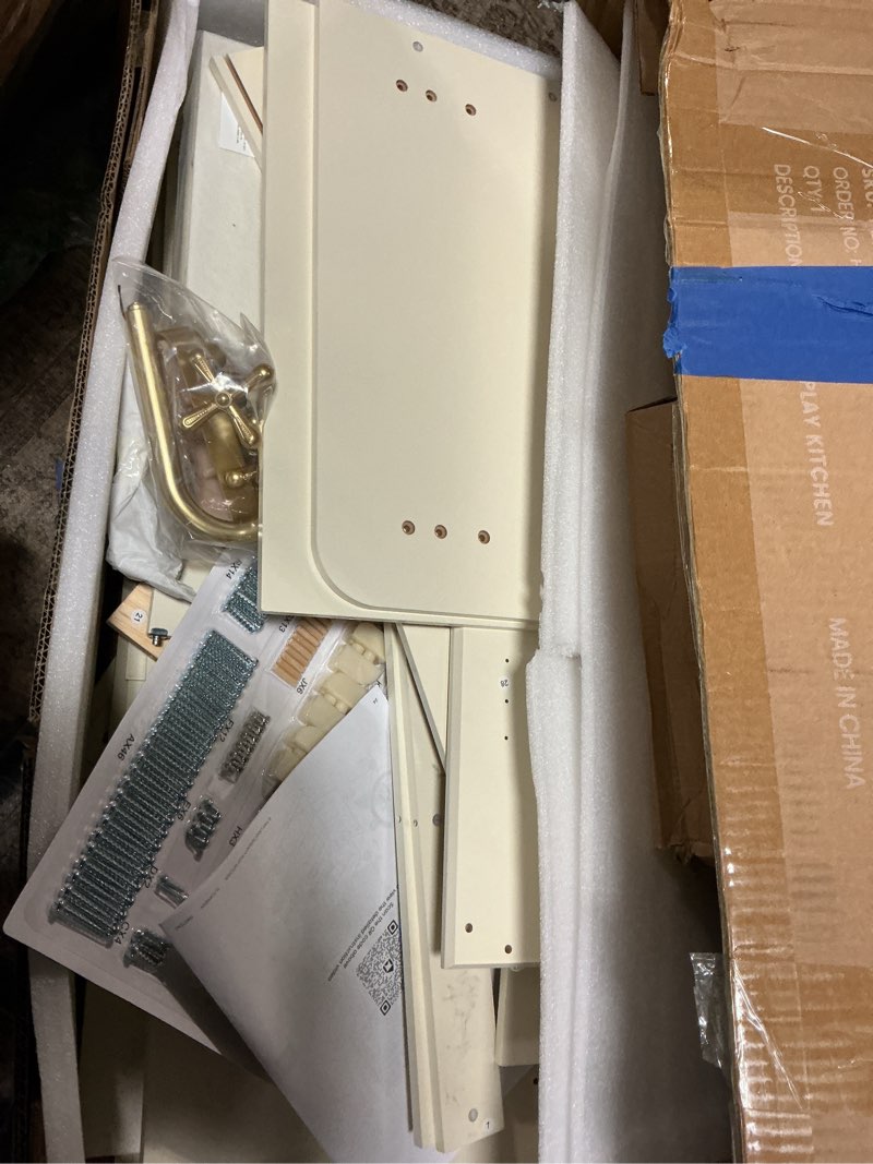 Condition photo showing Good Condition for Tiny Land Play Kitchen for Kids, Wooden Toy Kitchen Set with Storage & Accessories, Toddler Kitchen Playset with Stove & Sink, Kids Kitchen Playset Gift for Ages 3-8 White