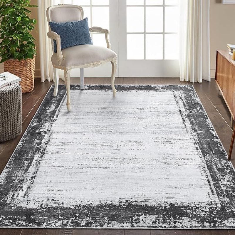 cozyloom 8x10 area rug washable rug for living room contemporary low pile non-slip rug minimalist st