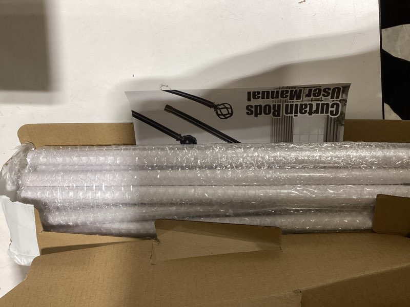 Condition photo showing Good Condition for white curtain rods for windows 66 to 120, adjustable long drape rod for outdoor patio, sliding glass door, heavy duty 5/8 diameter drapery rod set, 10 ft metal curtain pole, easy install - white 66 to 120 inch white