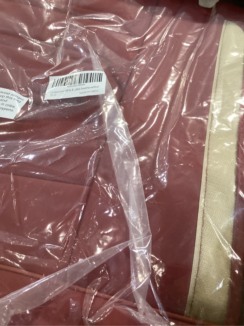 Condition photo showing Good Condition for tiehesyt car seat covers full set, breathable leather automotive front and rear seat covers, car seat protectors full set, compatible with most vehicles, suv (martha red, front pair and rear) martha red front pair and rear headrestless