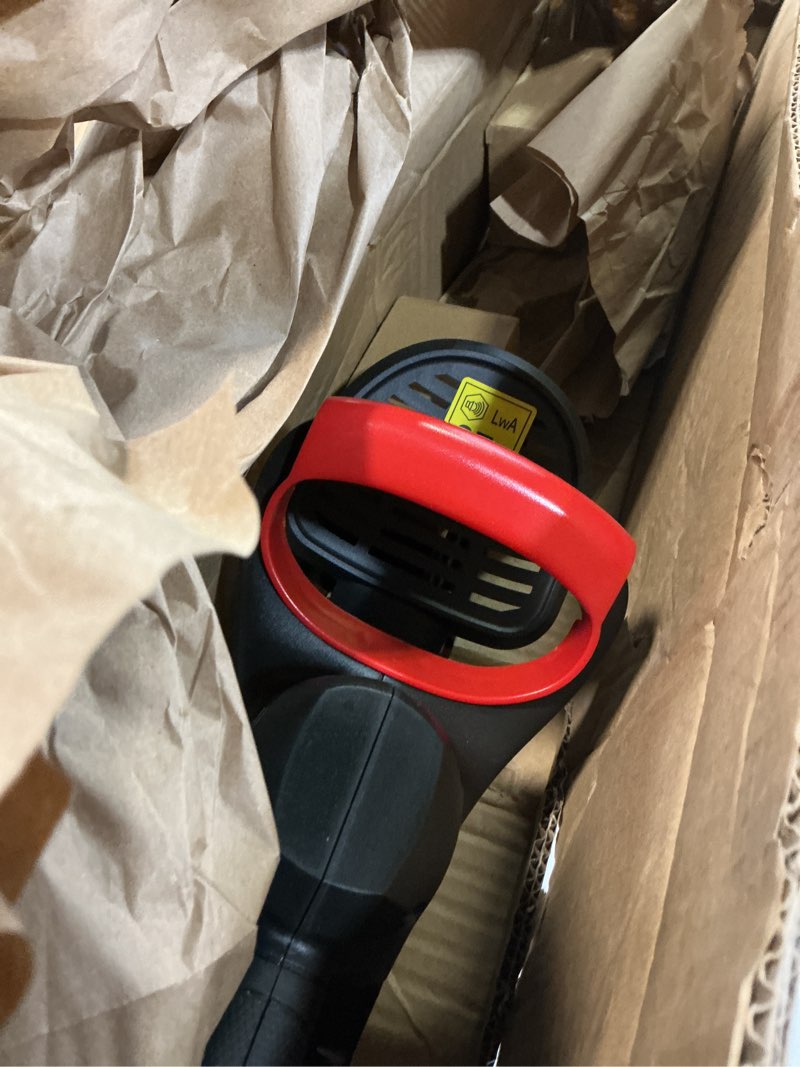 Condition photo showing As Is for MZK 22'' Cordless Hedge Trimmer, 20V Bush Trimmer, Handheld Hedge Cutter, Grass Shrub Trimmer, Lightweight & Compact Trimmer(Battery & Charger Included) 22”